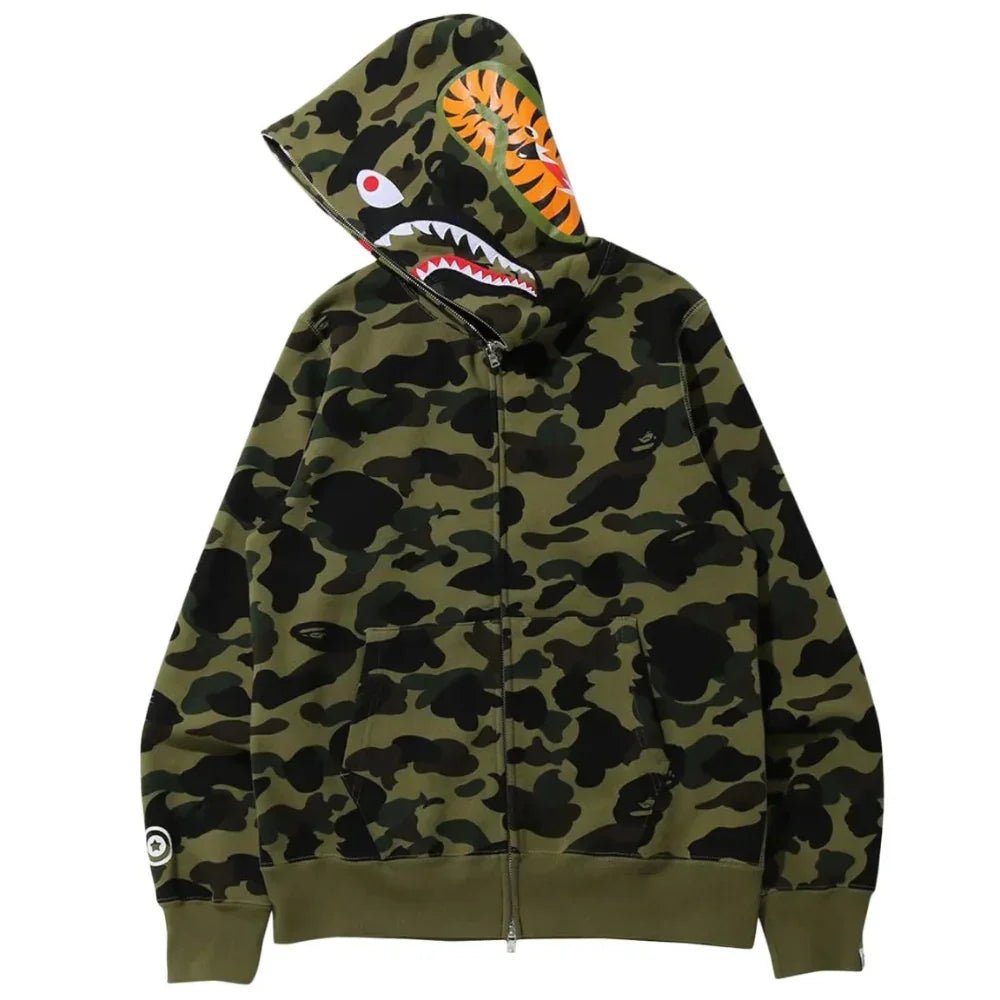BAPE 1st Camo Shark Full Zip Hoodie Green