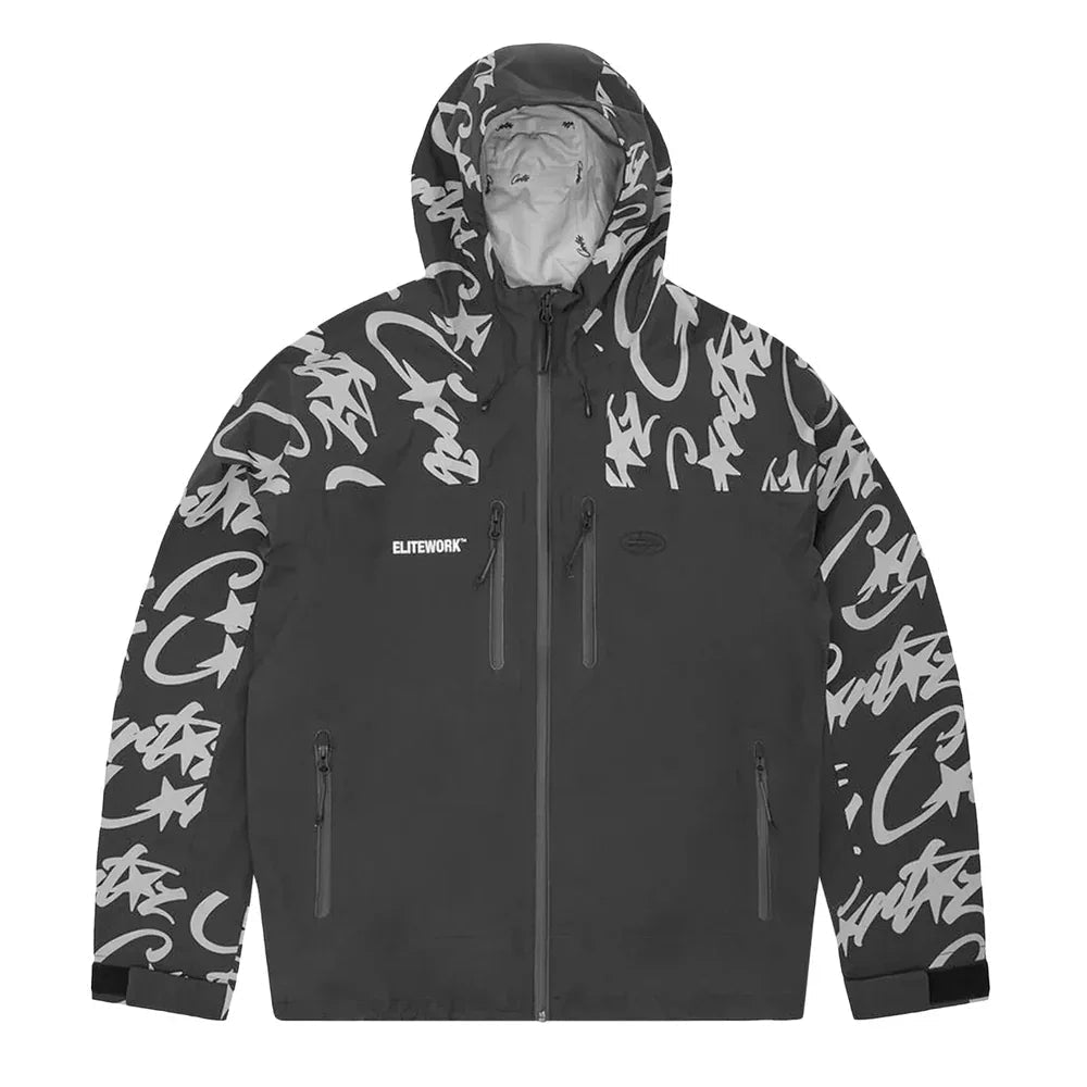 Corteiz Elitework Waterproof Shell Jacket Black