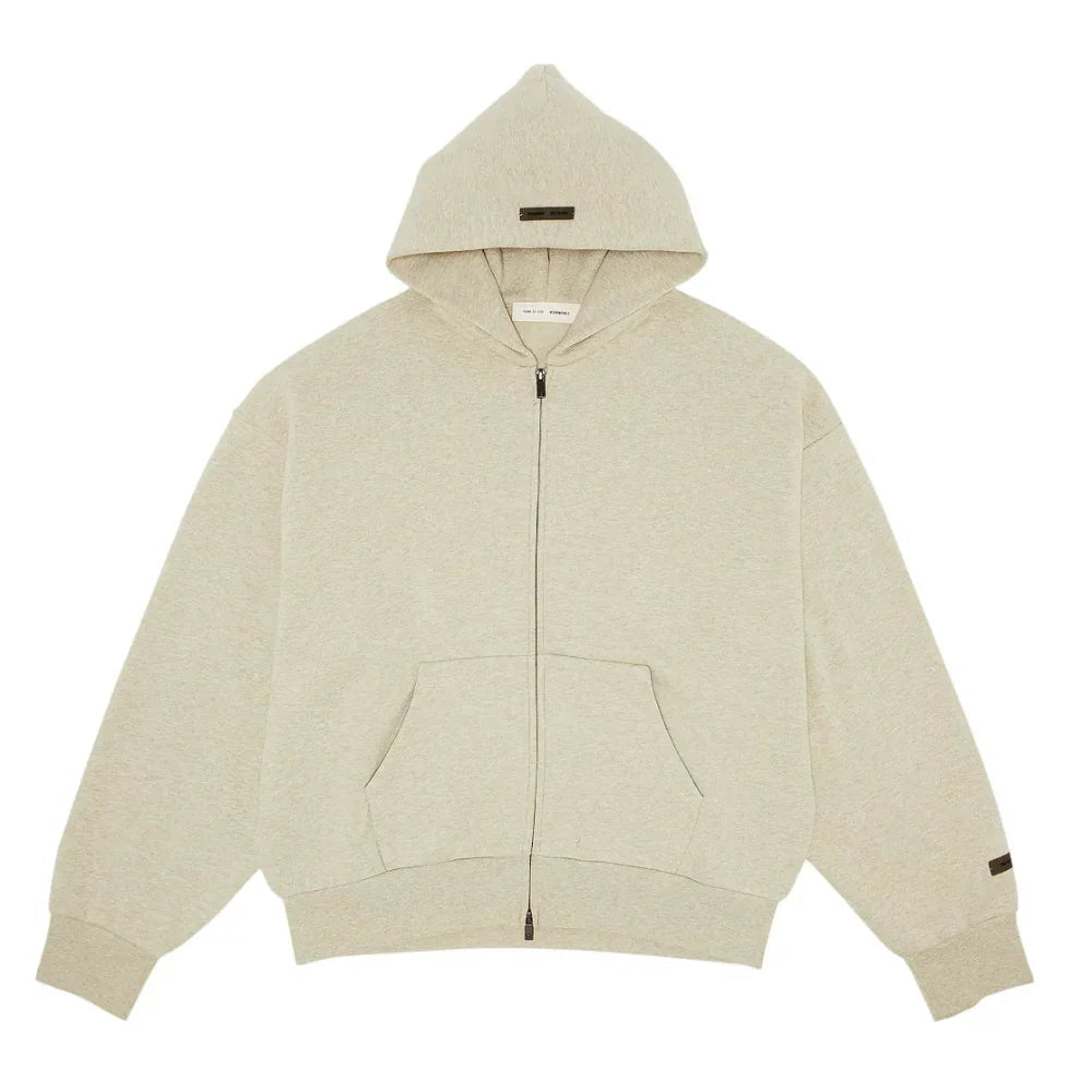Fear of God Essentials Classic FullZip Hoodie Heather Stone