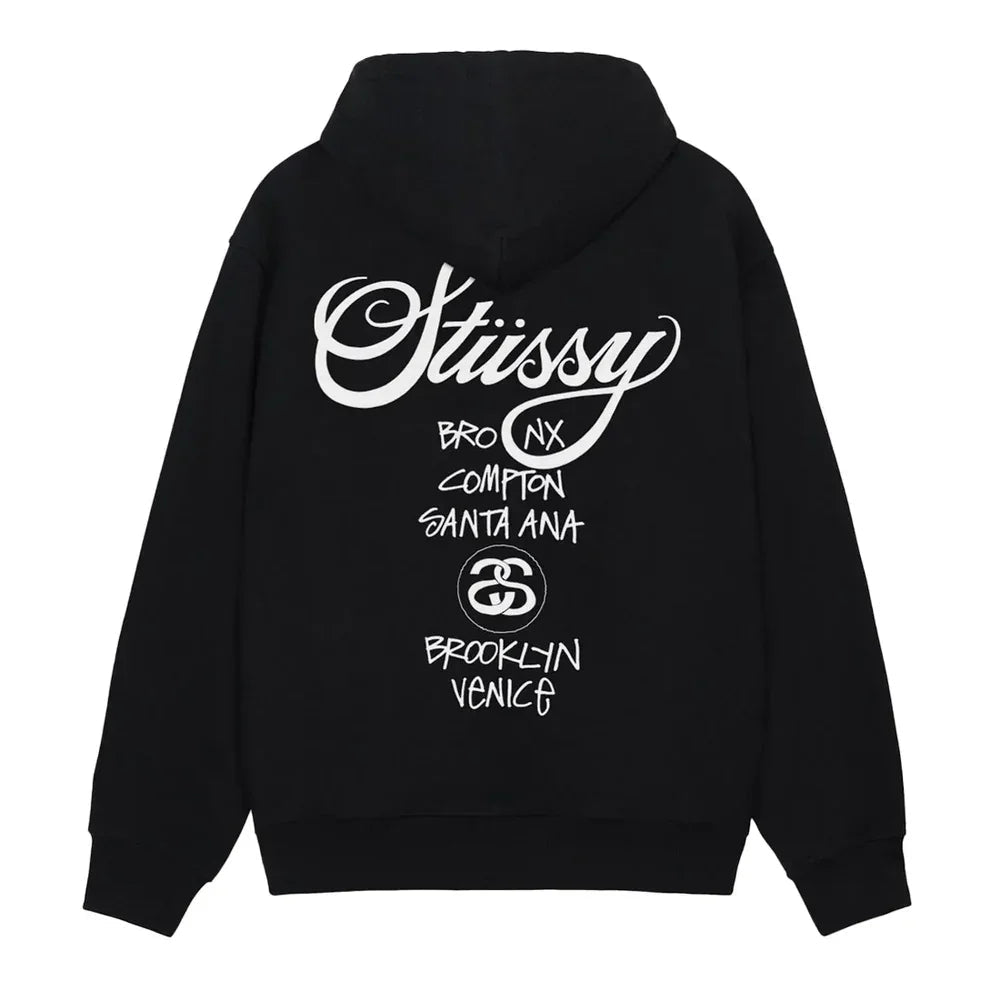 Stussy World Tour Hoodie Black